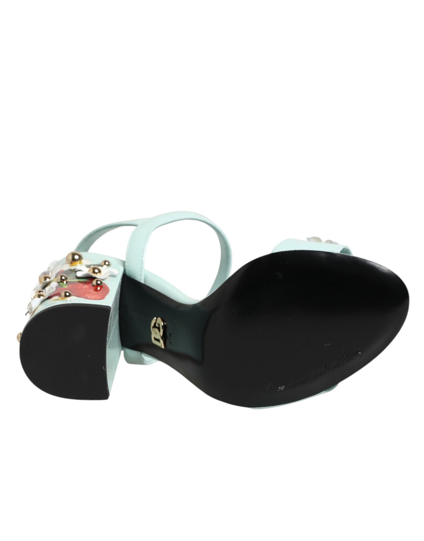 Zapatos de tacón Dolce & Gabbana verde menta con tachuelas florales