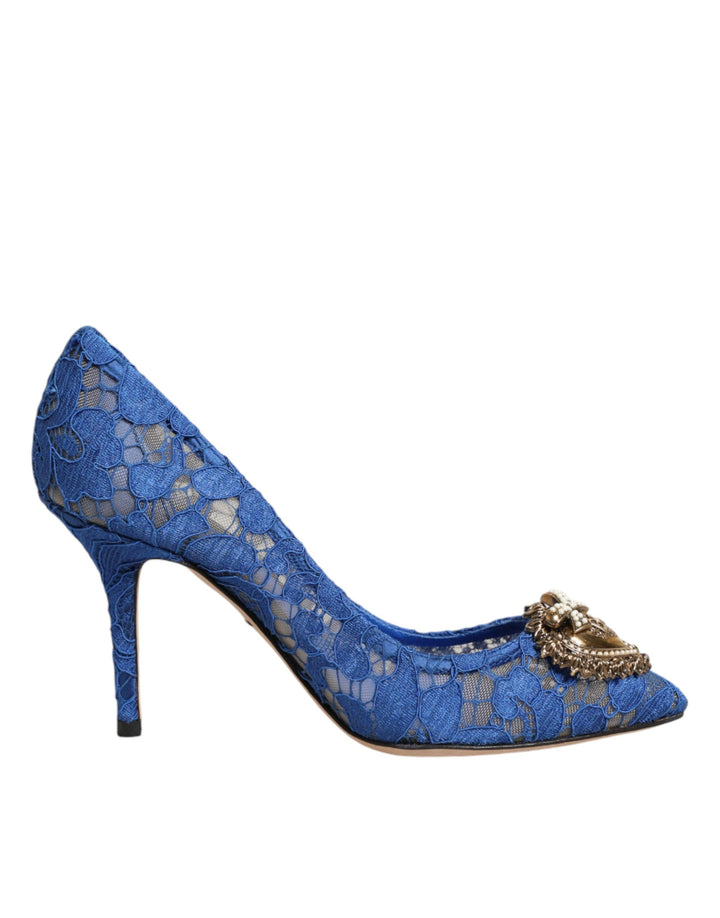 Chaussures à talons Dolce & Gabbana en dentelle de Taormine bleue DEVOTION