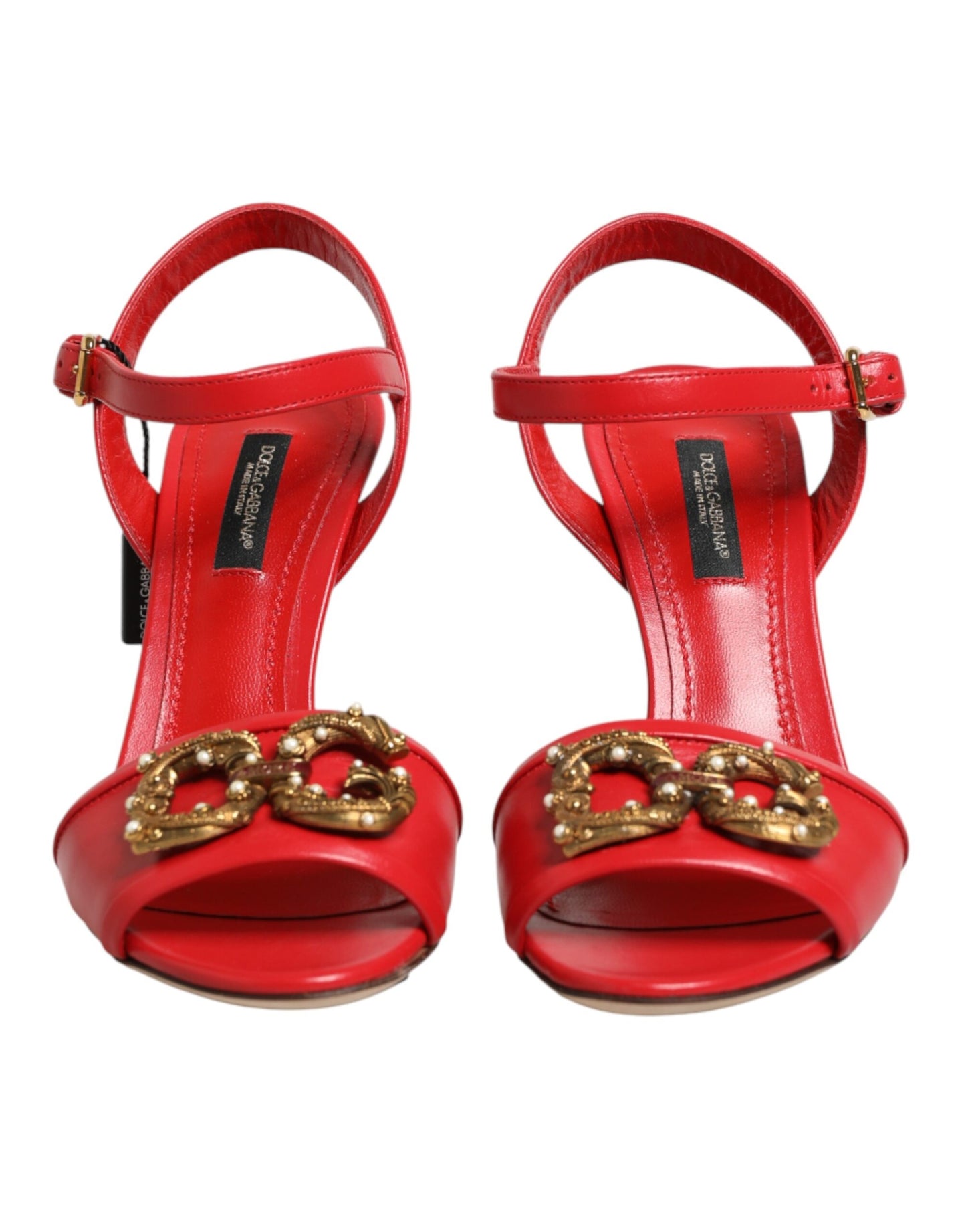 Dolce & Gabbana Zapatos de Tacón Sandalias de Piel Roja DG AMORE