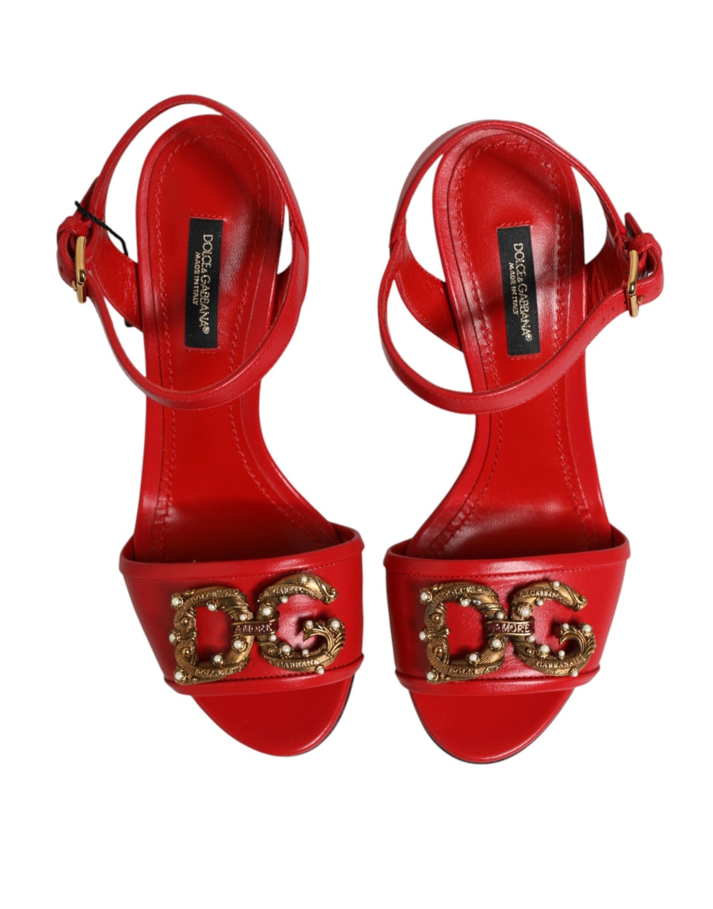 Dolce & Gabbana Zapatos de Tacón Sandalias de Piel Roja DG AMORE