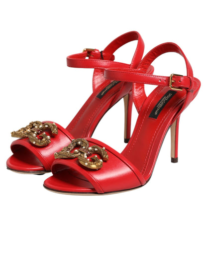 Dolce & Gabbana Zapatos de Tacón Sandalias de Piel Roja DG AMORE