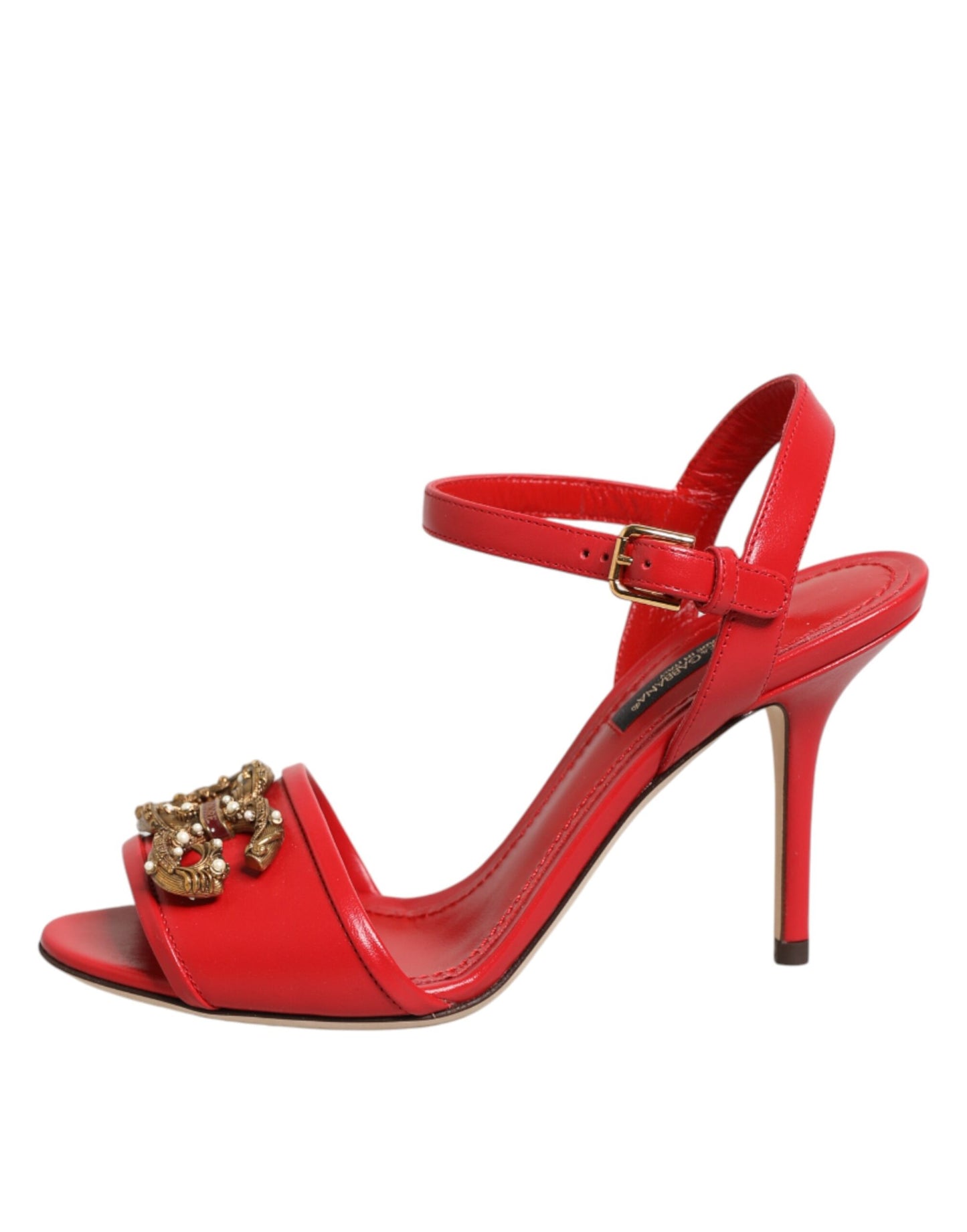 Dolce & Gabbana Zapatos de Tacón Sandalias de Piel Roja DG AMORE