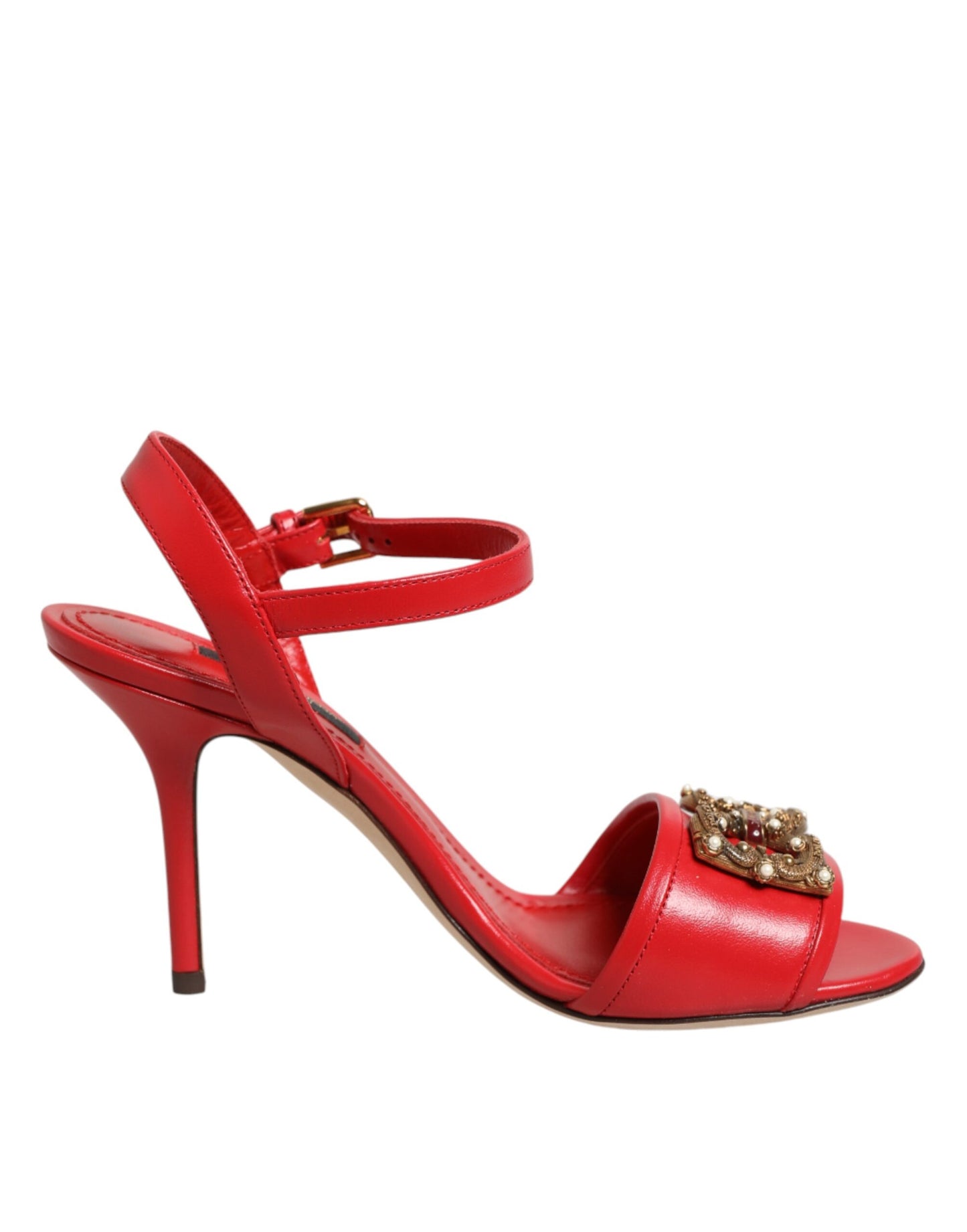 Dolce & Gabbana Zapatos de Tacón Sandalias de Piel Roja DG AMORE