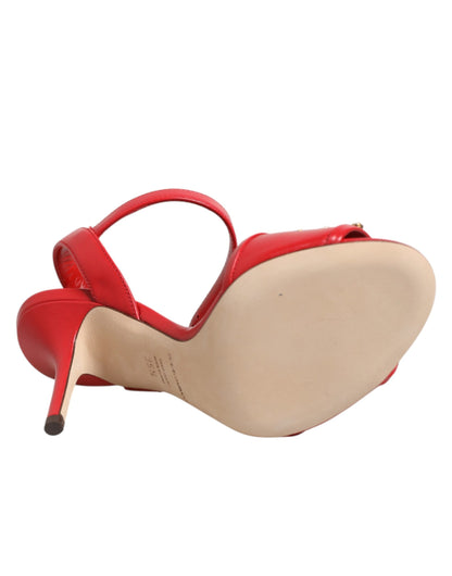 Dolce & Gabbana Zapatos de Tacón Sandalias de Piel Roja DG AMORE