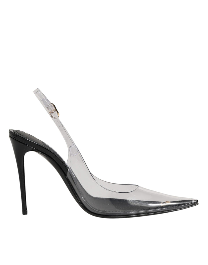 Escarpins Dolce & Gabbana en cuir noir et PVC transparent à bride arrière