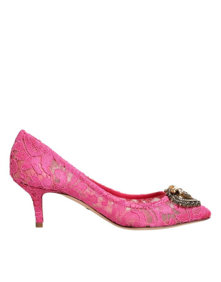 Chaussures à talons Dolce & Gabbana Taormina en dentelle rose DEVOTION