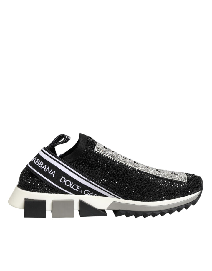 Zapatillas Dolce & Gabbana Sorrento Negras y Plateadas sin Cordones
