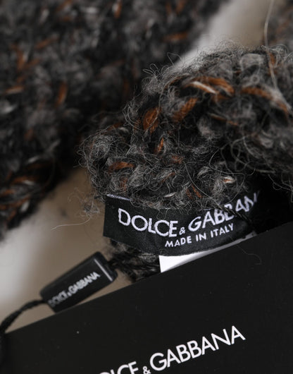 Guantes Masculinos sin Dedos de Punto de Lana Virgen Gris Dolce & Gabbana