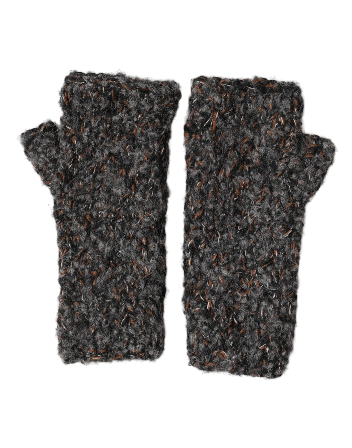 Guantes Masculinos sin Dedos de Punto de Lana Virgen Gris Dolce & Gabbana