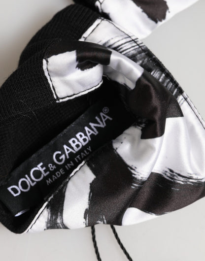 Muñequera Dolce & Gabbana Negra Blanca con Logo DG de Seda 1 Par