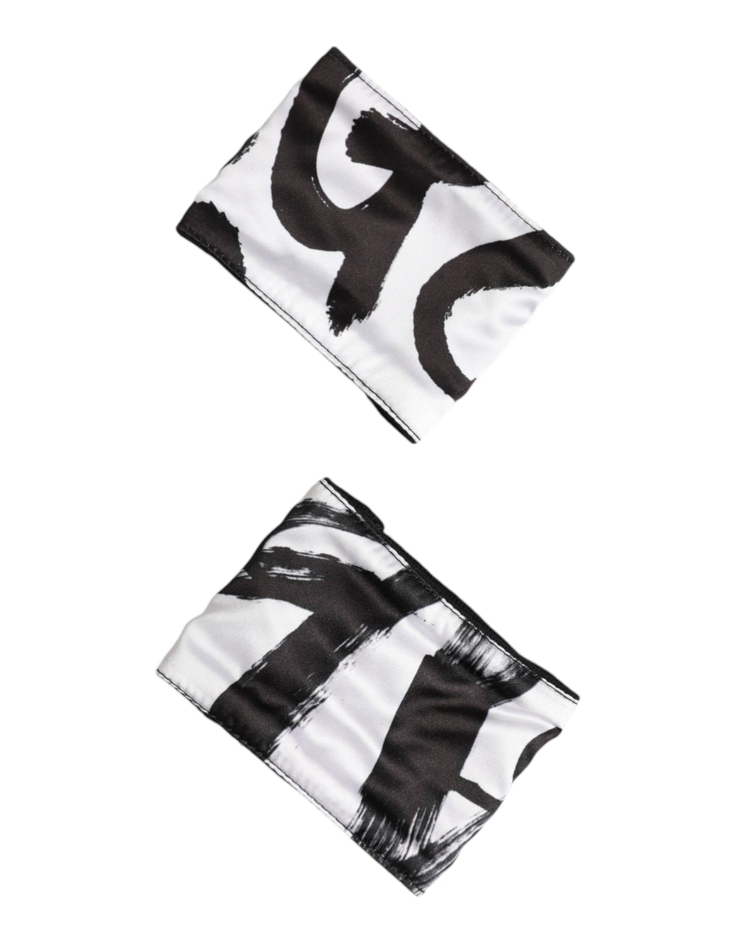 Muñequera Dolce & Gabbana Negra Blanca con Logo DG de Seda 1 Par