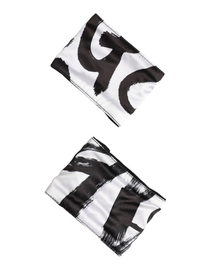 Muñequera Dolce & Gabbana Negra Blanca con Logo DG de Seda 1 Par