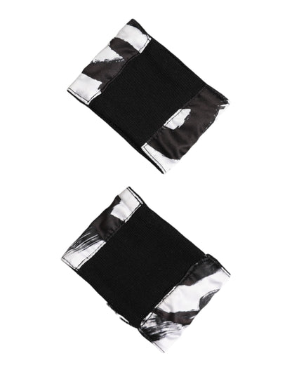 Muñequera Dolce & Gabbana Negra Blanca con Logo DG de Seda 1 Par