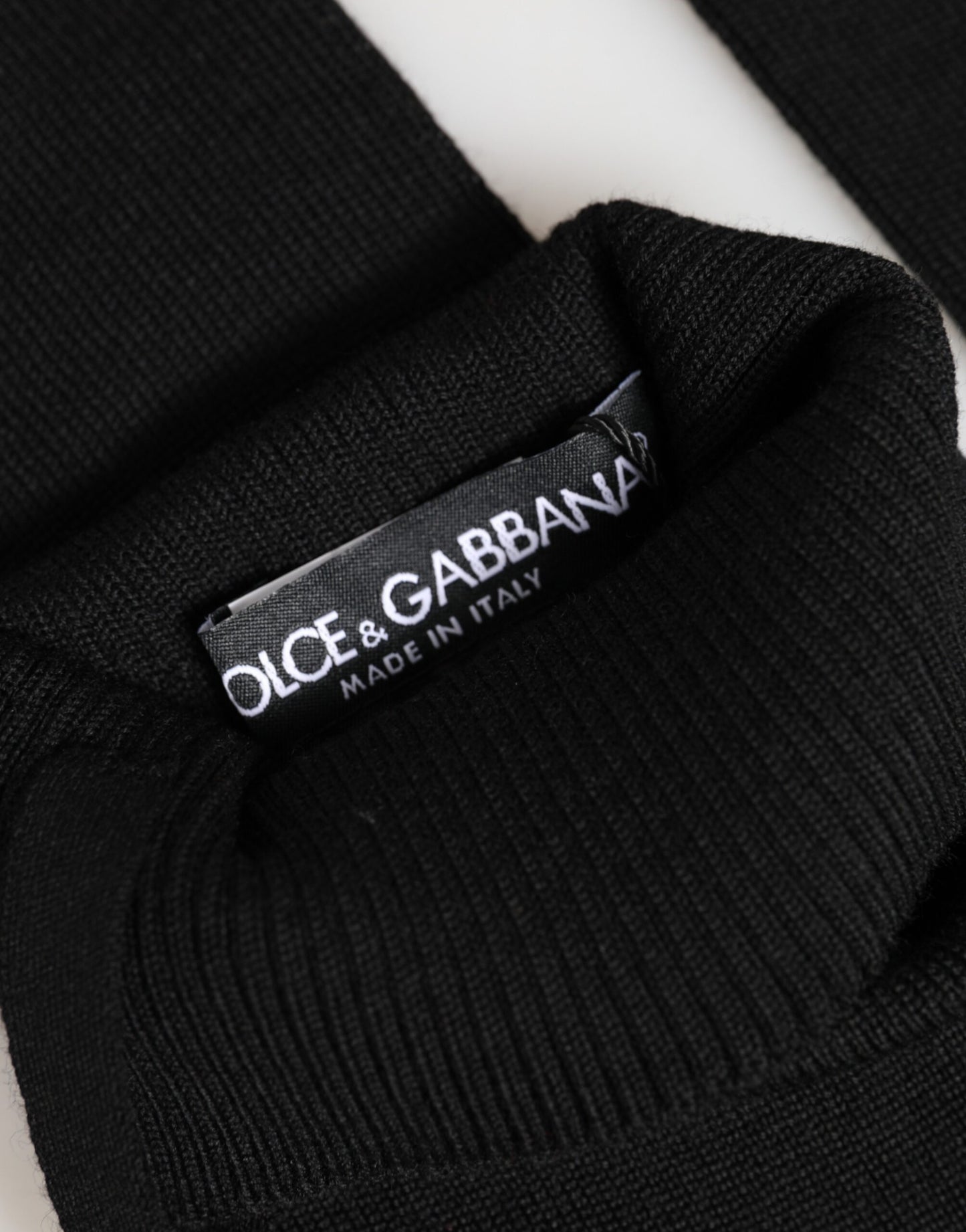 Gants sans doigts tricotés pour homme en laine vierge noire Dolce & Gabbana