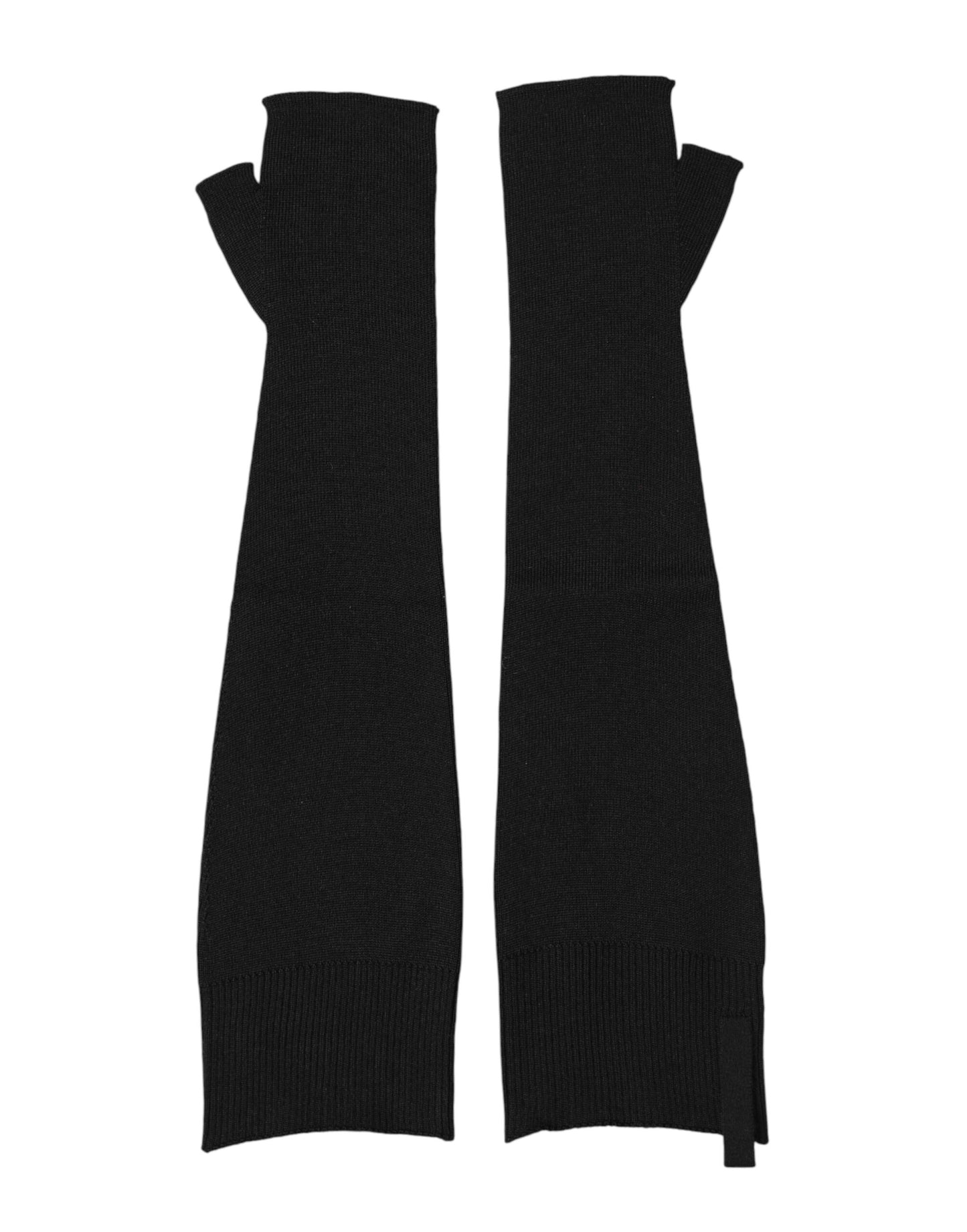Gants sans doigts tricotés pour homme en laine vierge noire Dolce & Gabbana