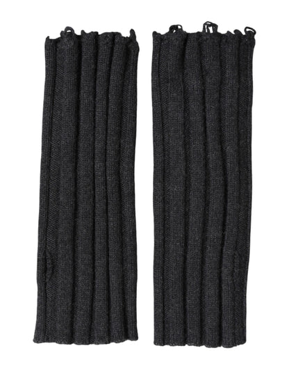Guantes sin dedos de punto de lana virgen negros de Dolce & Gabbana