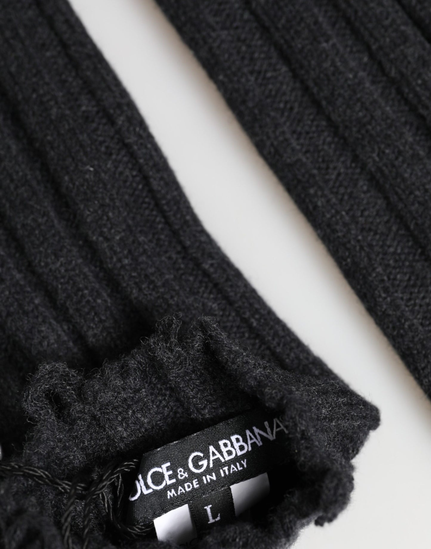 Guantes sin dedos de punto de lana virgen negros de Dolce & Gabbana