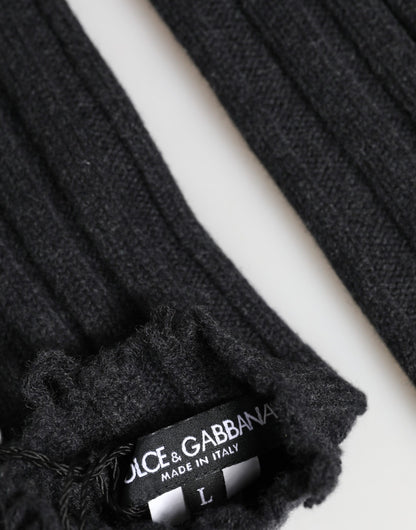 Guantes sin dedos de punto de lana virgen negros de Dolce & Gabbana