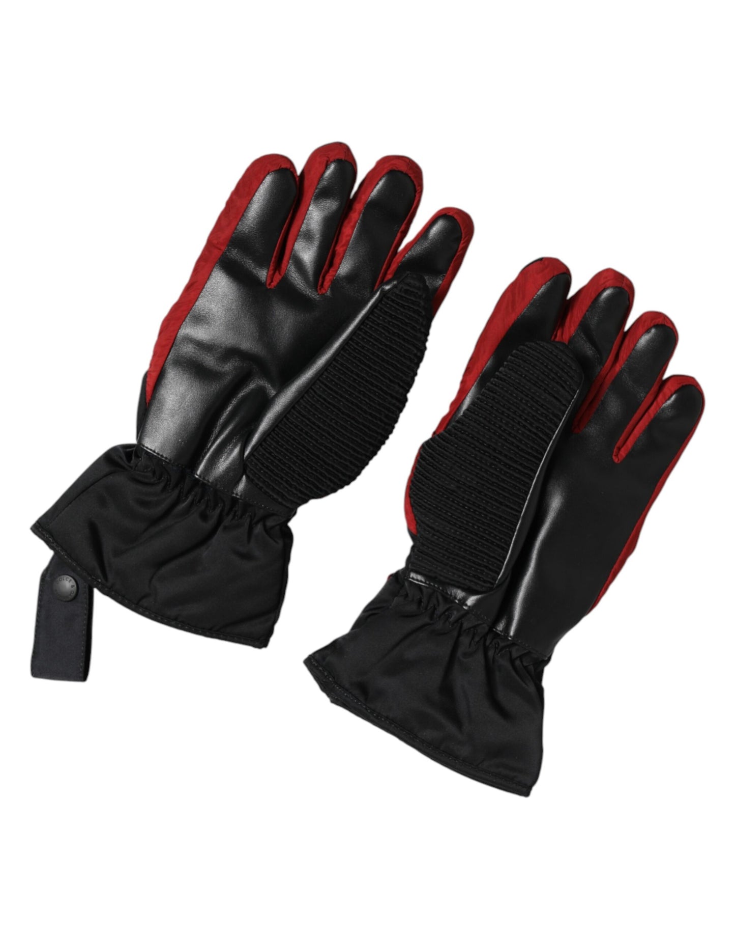 Guantes Manoplas Cortos de Nailon Negros y Rojos Dolce & Gabbana
