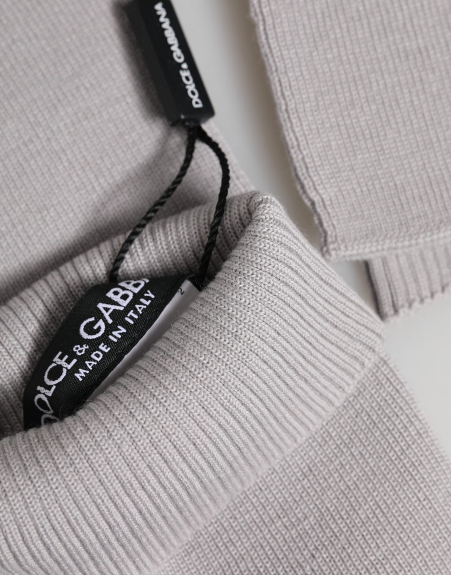 Gants Homme sans Doigts Dolce & Gabbana en Laine Vierge Grise Tricotée