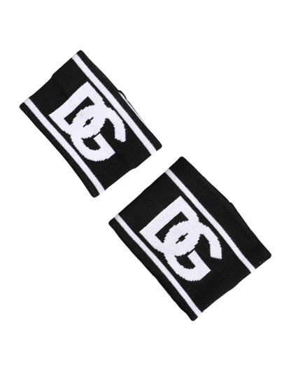 Dolce & Gabbana Noir Blanc Logo DG Coton 1 Paire Un Bracelet Éponge