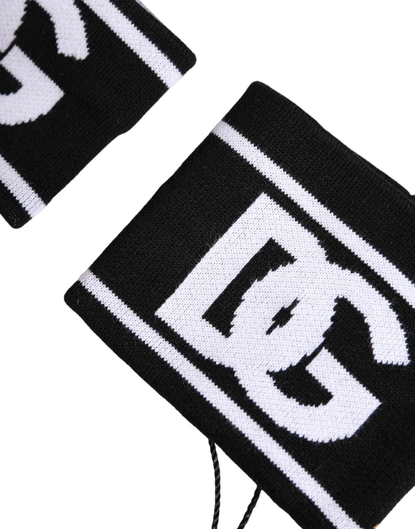 Dolce & Gabbana Noir Blanc Logo DG Coton 1 Paire Un Bracelet Éponge