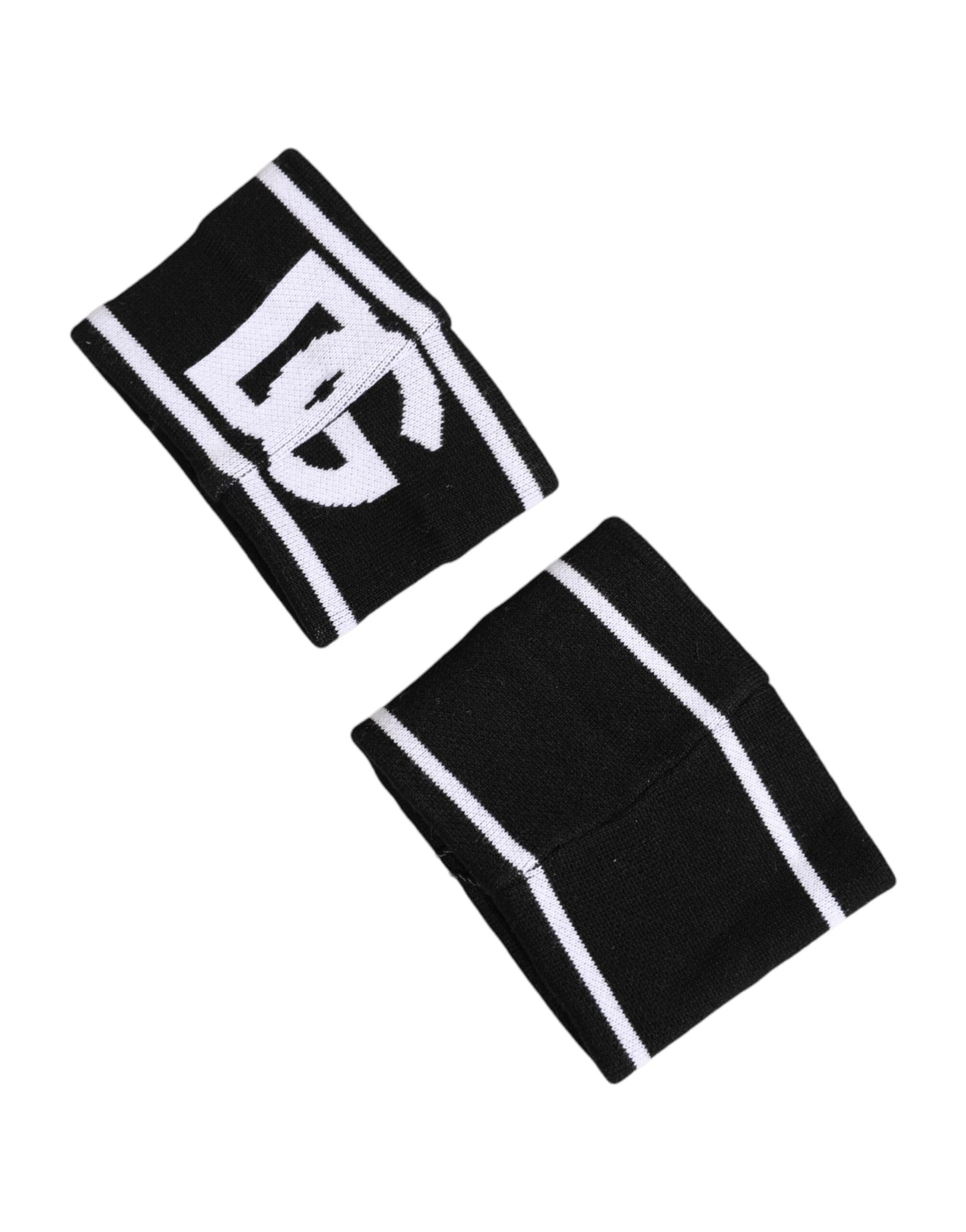 Dolce & Gabbana Noir Blanc Logo DG Coton 1 Paire Un Bracelet Éponge
