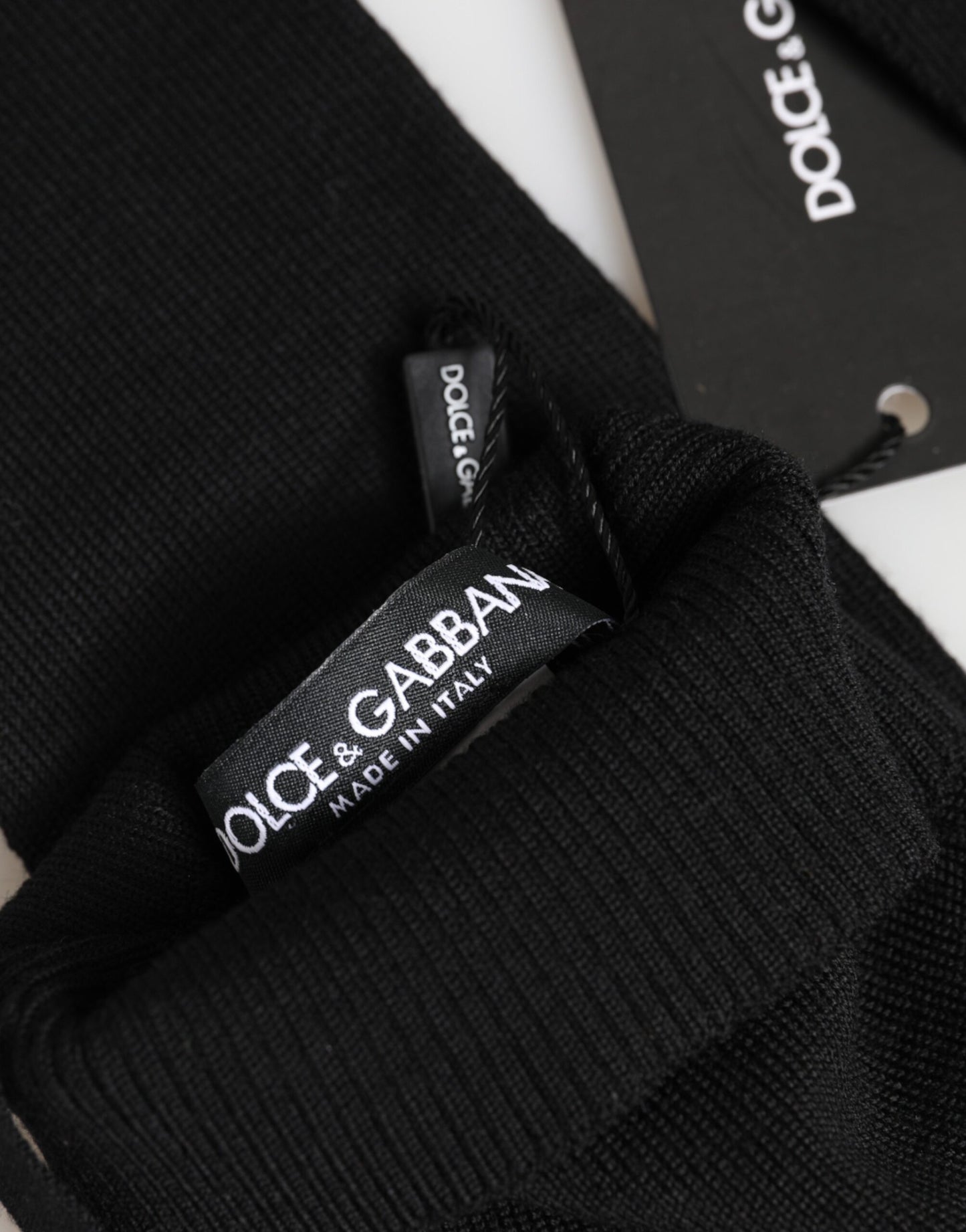 Guantes sin dedos de punto de lana virgen negros para hombre Dolce & Gabbana