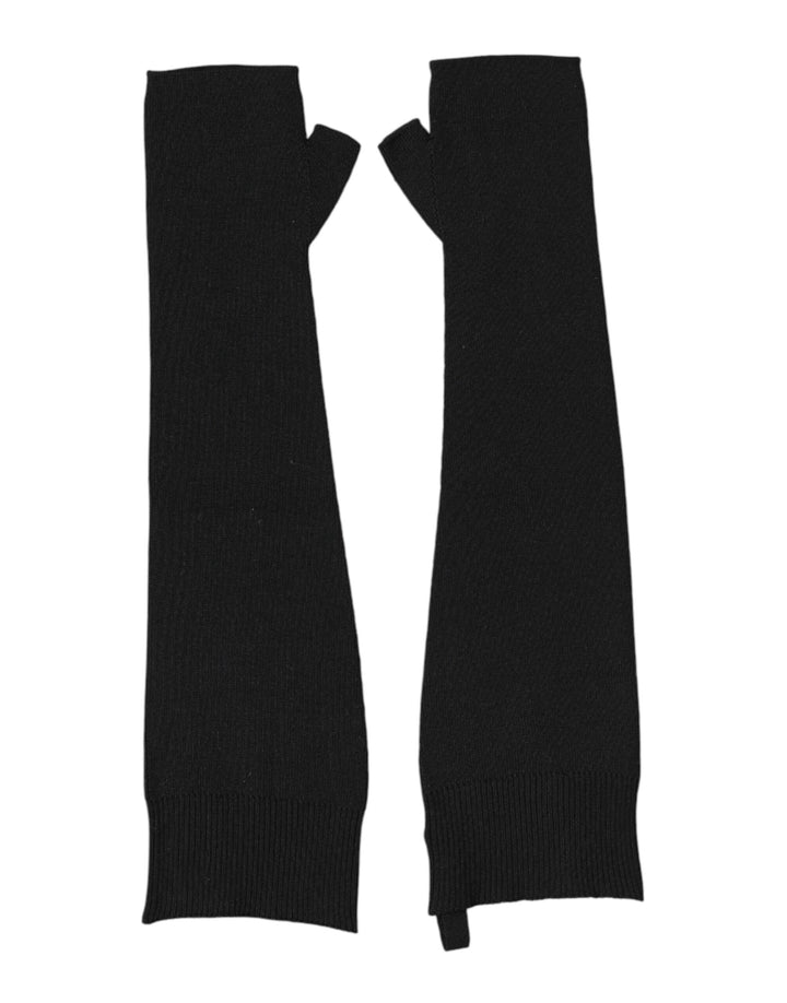 Gants sans doigts tricotés pour homme en laine vierge noire Dolce & Gabbana