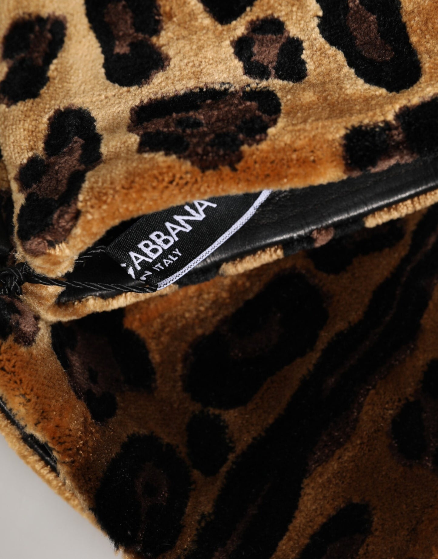 Mitaines en cuir léopard noir et marron Dolce & Gabbana longueur coude