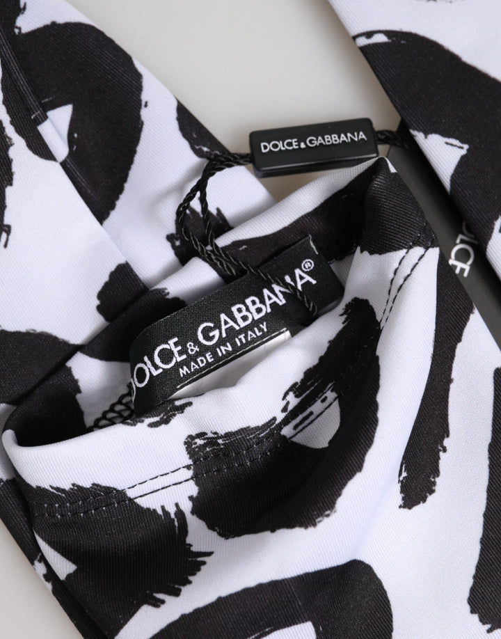 Guantes Dolce & Gabbana negros y blancos con logo DG hasta el codo
