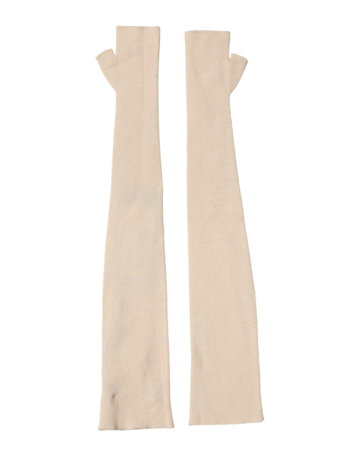 Guantes Dolce & Gabbana beige de lana sin dedos hasta el codo para mujer