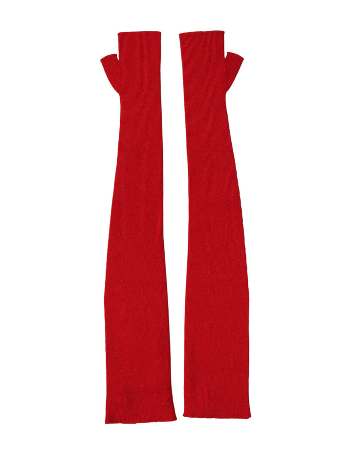 Guantes sin dedos de lana roja de Dolce & Gabbana a la altura del codo