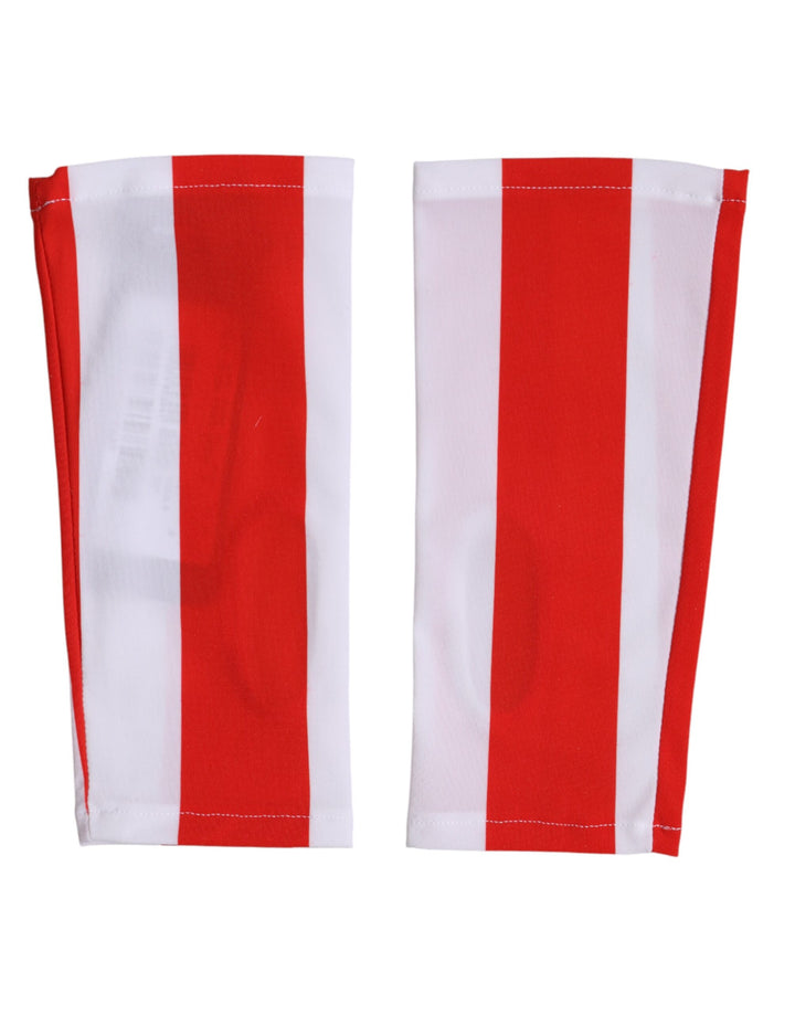 Guantes sin dedos hasta la muñeca de nylon rojos y blancos Dolce & Gabbana
