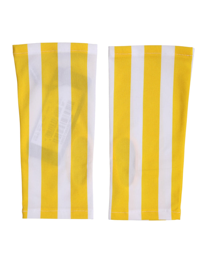 Guantes sin dedos hasta la muñeca de nylon amarillos y blancos de Dolce & Gabbana