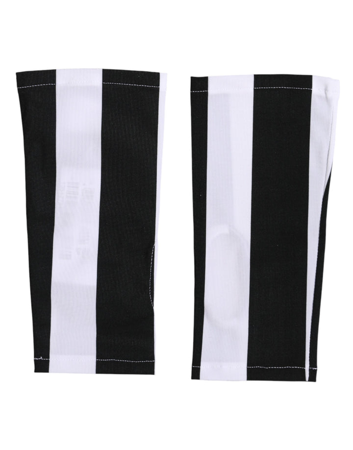 Guantes sin dedos hasta la muñeca Dolce & Gabbana de nailon blanco y negro