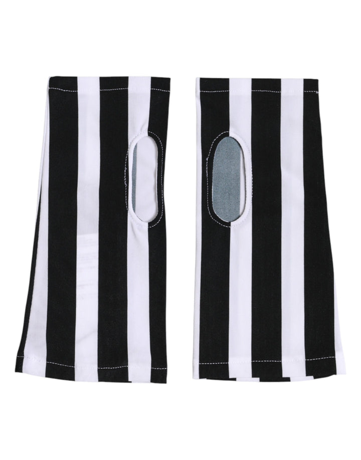 Guantes cortos sin dedos de nailon blanco y negro de Dolce & Gabbana