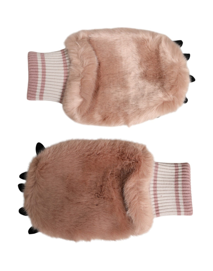 Mitaines Dolce & Gabbana en tricot de fourrure acrylique marron