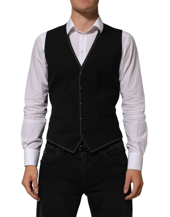 Chaleco de lana negro formal para hombre Dolce & Gabbana