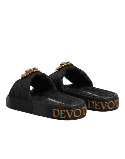 Zapatos de tacón Dolce & Gabbana negros con lazo y logotipo devoción