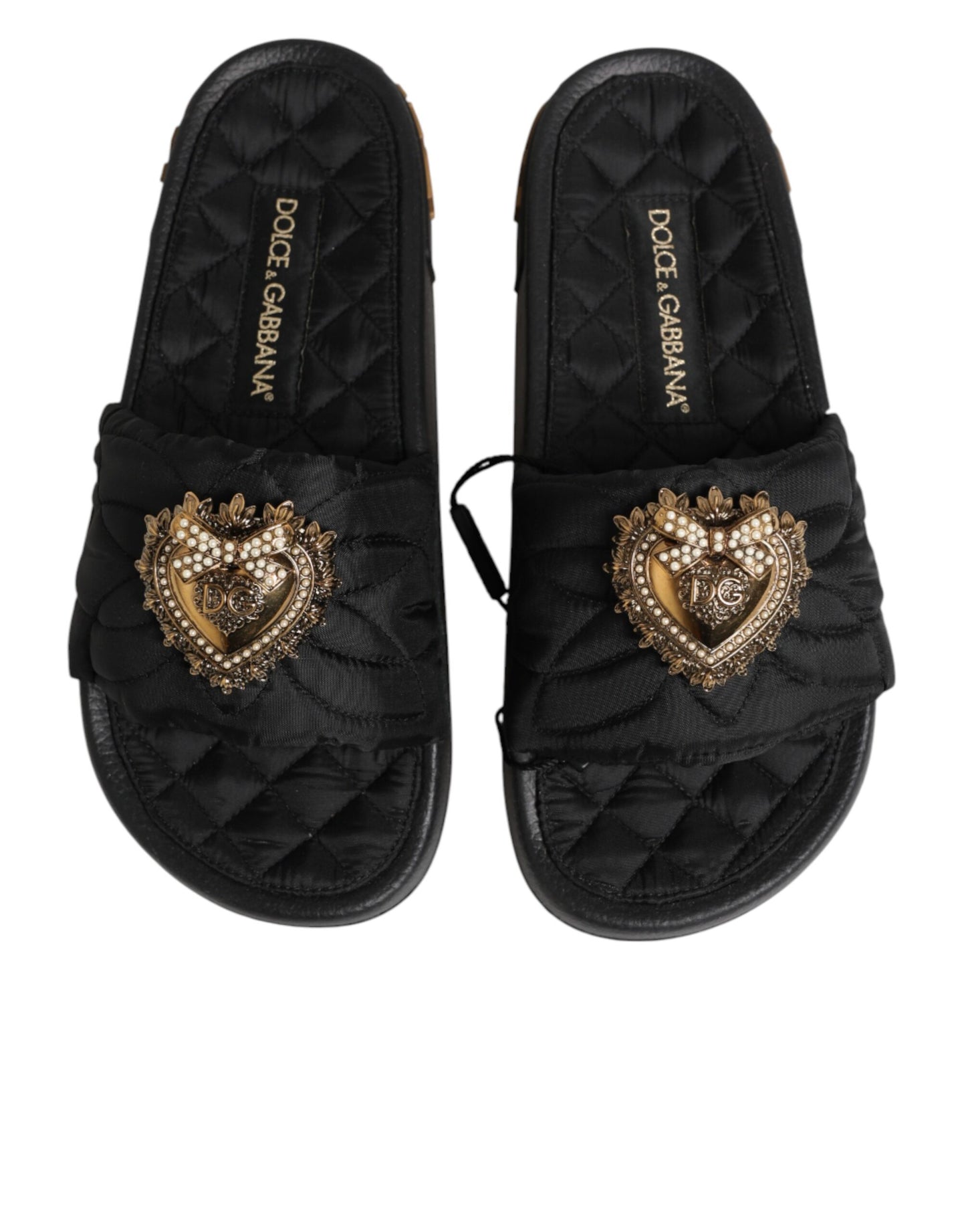 Zapatos de tacón Dolce & Gabbana negros con lazo y logotipo devoción