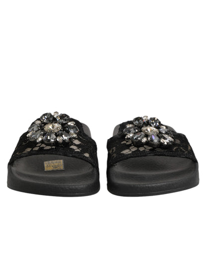 Chaussures claquettes Dolce & Gabbana en cuir matelassé Devotion noires