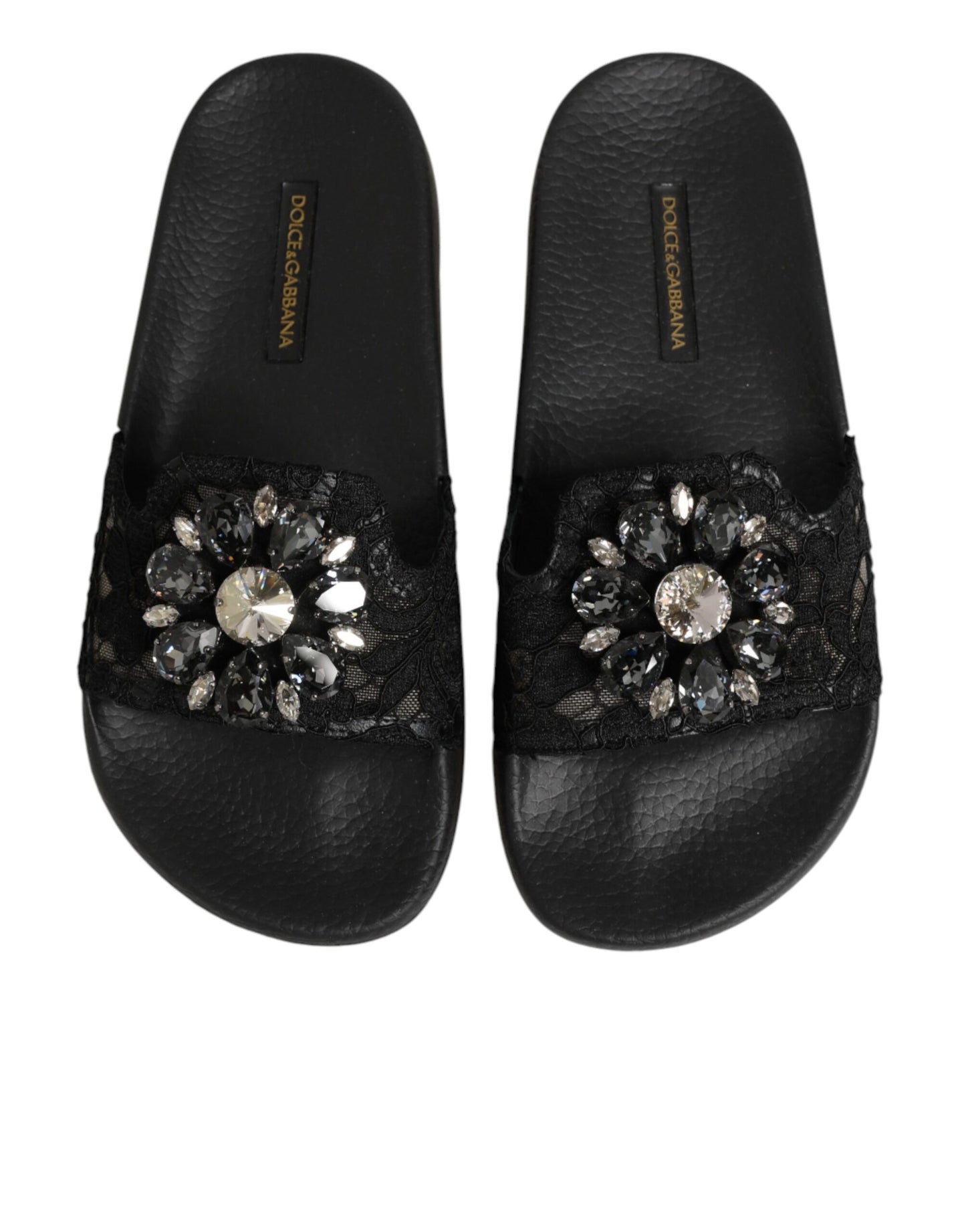 Chaussures claquettes Dolce & Gabbana en cuir matelassé Devotion noires