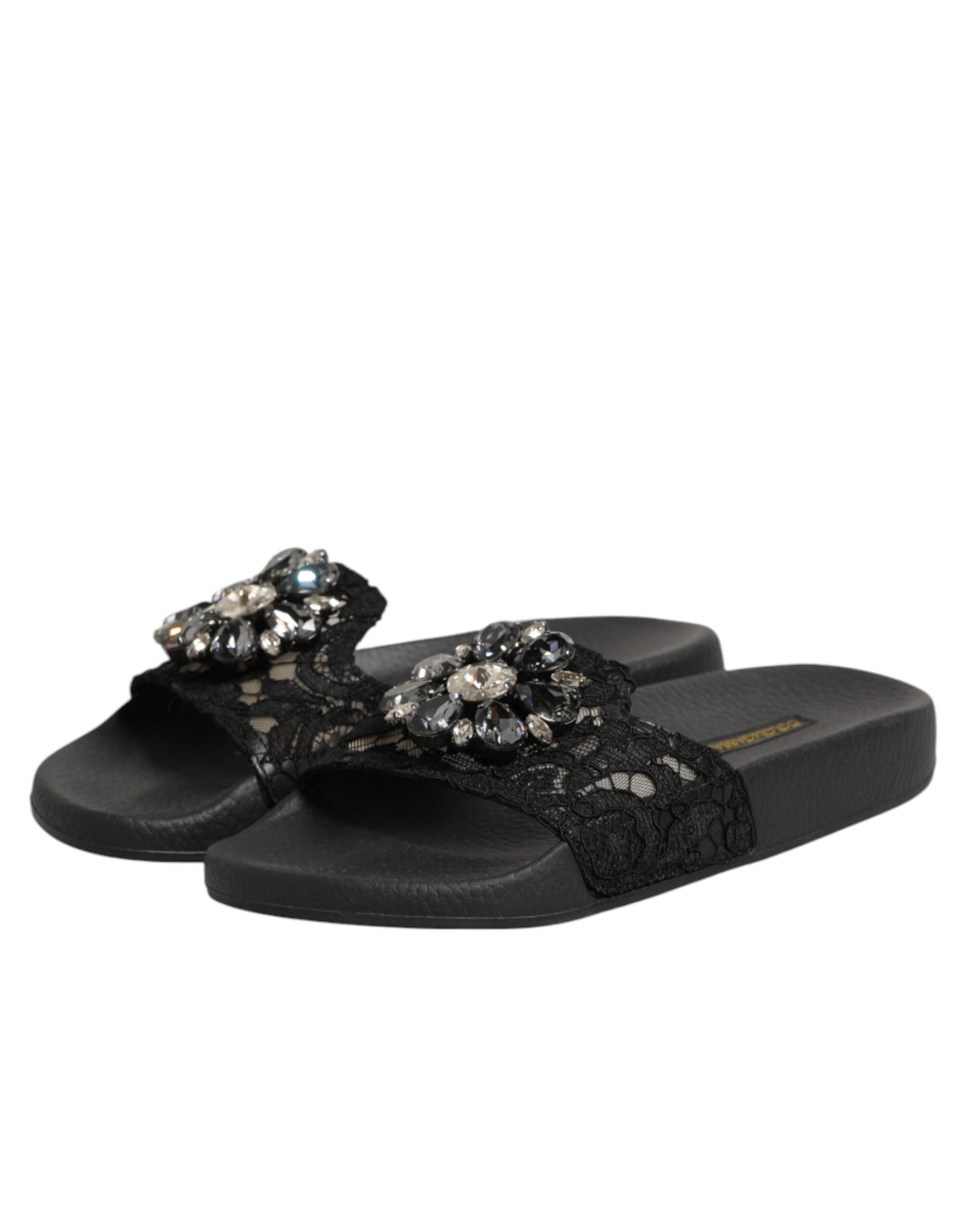 Chaussures claquettes Dolce & Gabbana en cuir matelassé Devotion noires