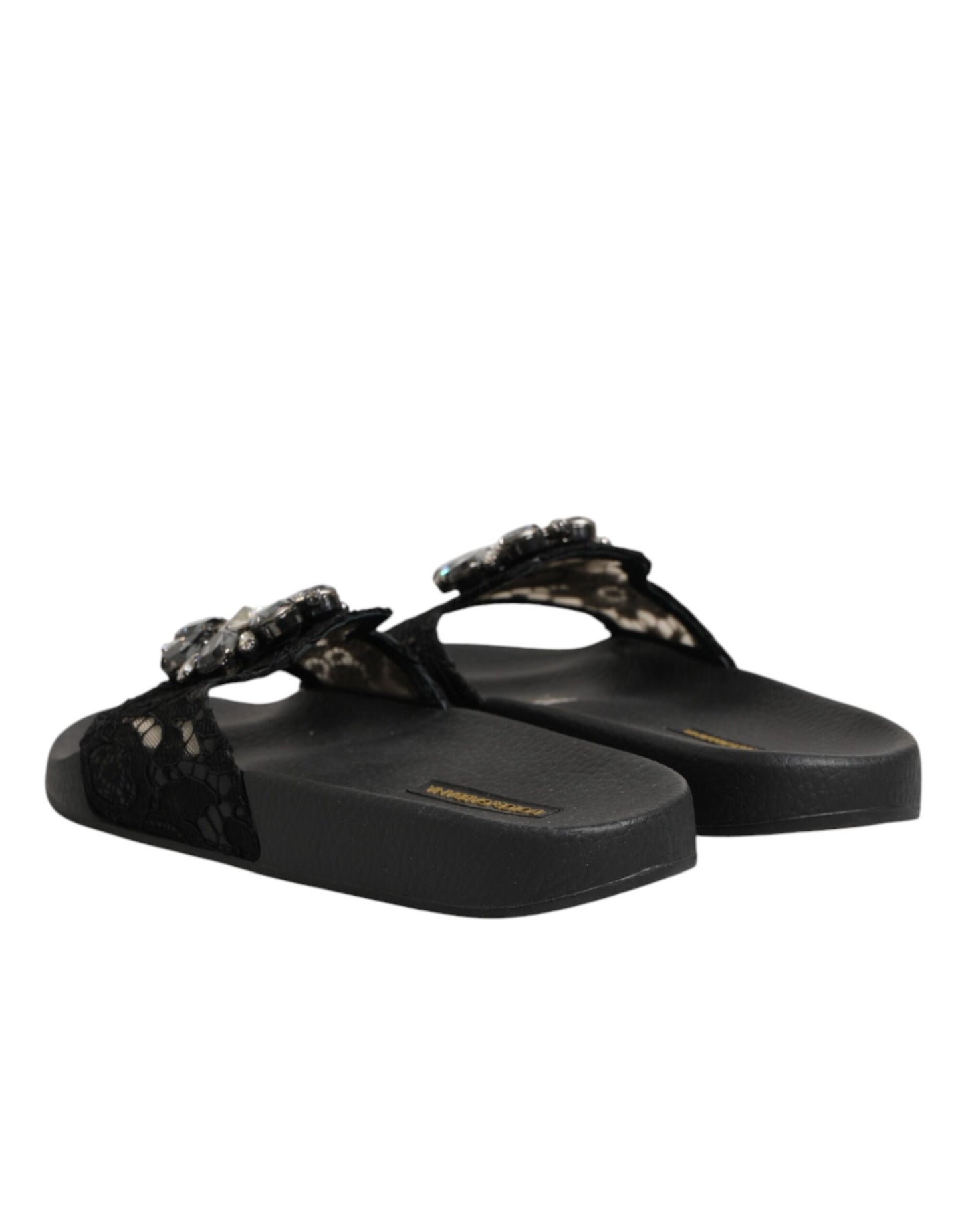 Chaussures claquettes Dolce & Gabbana en cuir matelassé Devotion noires