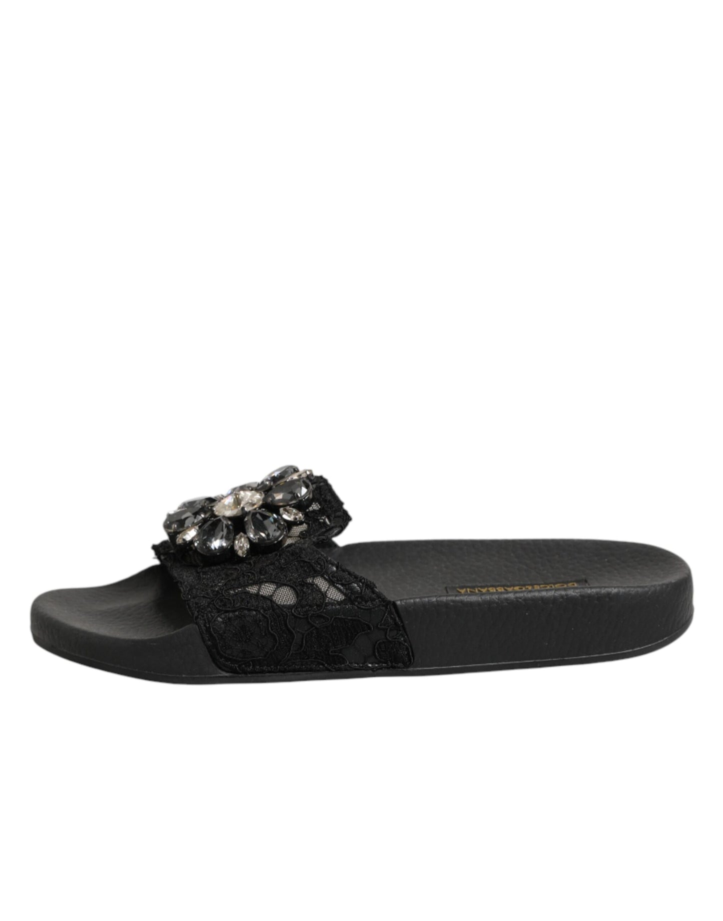 Chaussures claquettes Dolce & Gabbana en cuir matelassé Devotion noires