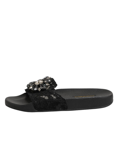 Chaussures claquettes Dolce & Gabbana en cuir matelassé Devotion noires