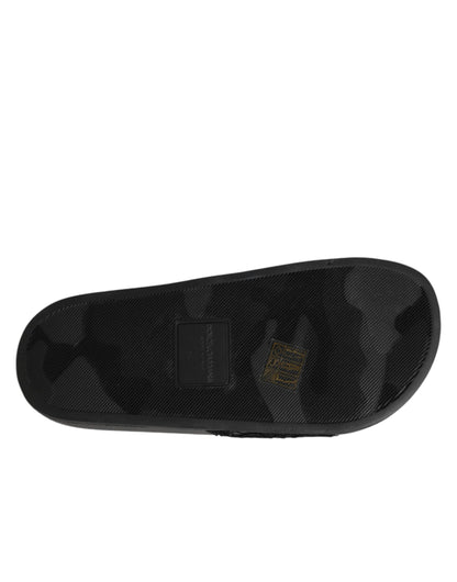 Chaussures claquettes Dolce & Gabbana en cuir matelassé Devotion noires