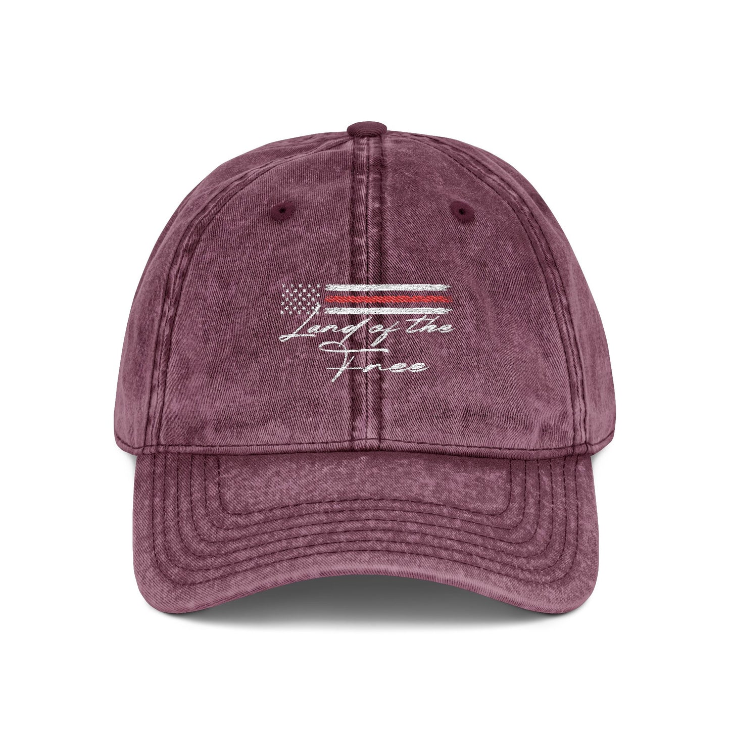Hecho en EE. UU. | Gorra vintage desgastada con la bandera estadounidense "Land of the Free" | Gorra de béisbol bordada