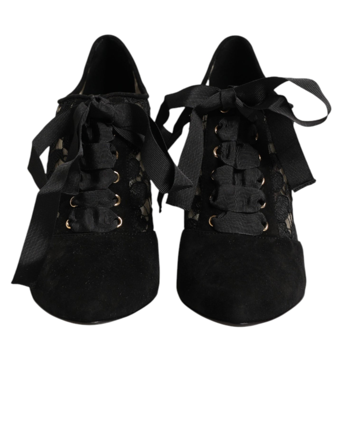Chaussures à talons hauts à lacets noires à motif floral Dolce & Gabbana